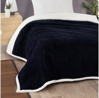 Beránková deka 150x200cm tmavě modrá/smetanová