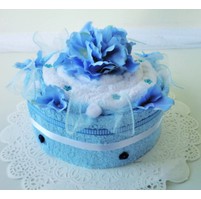 Textilní dort jednopatrový (modrá růže)