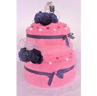 Textilní dort dvoupatrový (růžovo-fialový)