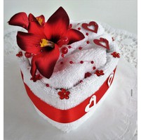 Textilní dort zákusek srdce malé - průměr 15cm