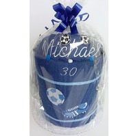 Veratex Textilní dort modrý s výšivkou jména + kopačky