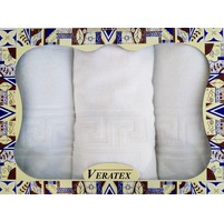 Dárkový froté set řecká bordura (1 osuška 2 ručníky 500g - bílý)