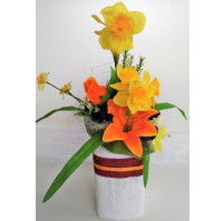 Veratex Textilní dekorace váza s květinami